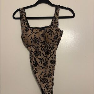 Windsor Black and Tan Floral Bodysuit